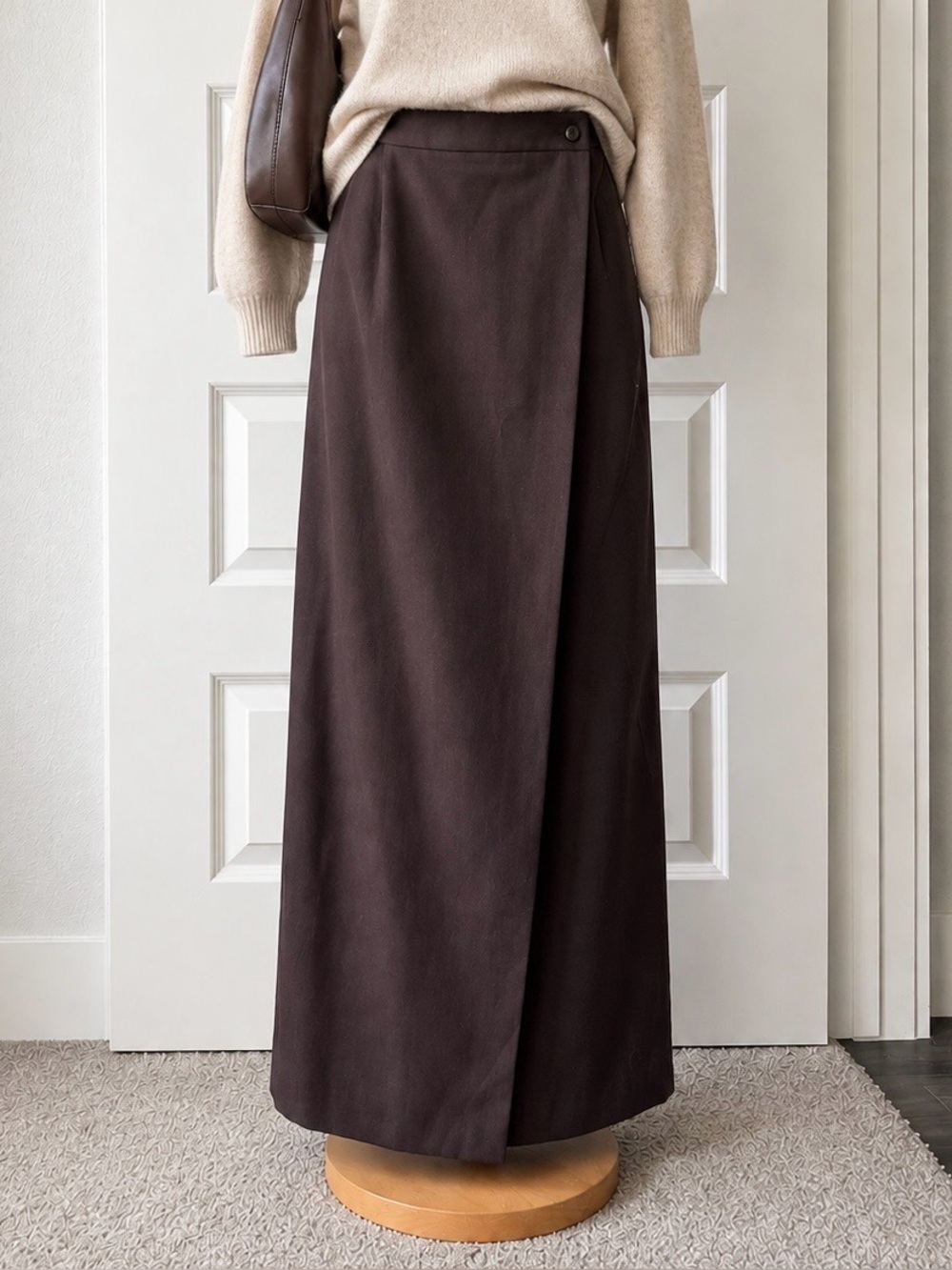 Vintage Jacqueline Ferrar Chocolate Brown Wrap Maxi Skirt Size 10 NWT Deadstock